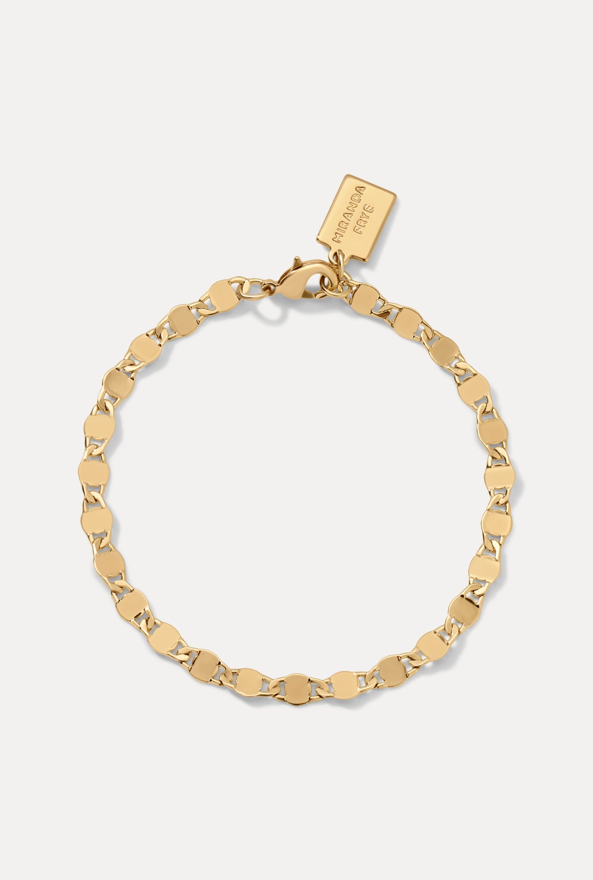 Gold Ava mirror chain bracelet on a white background