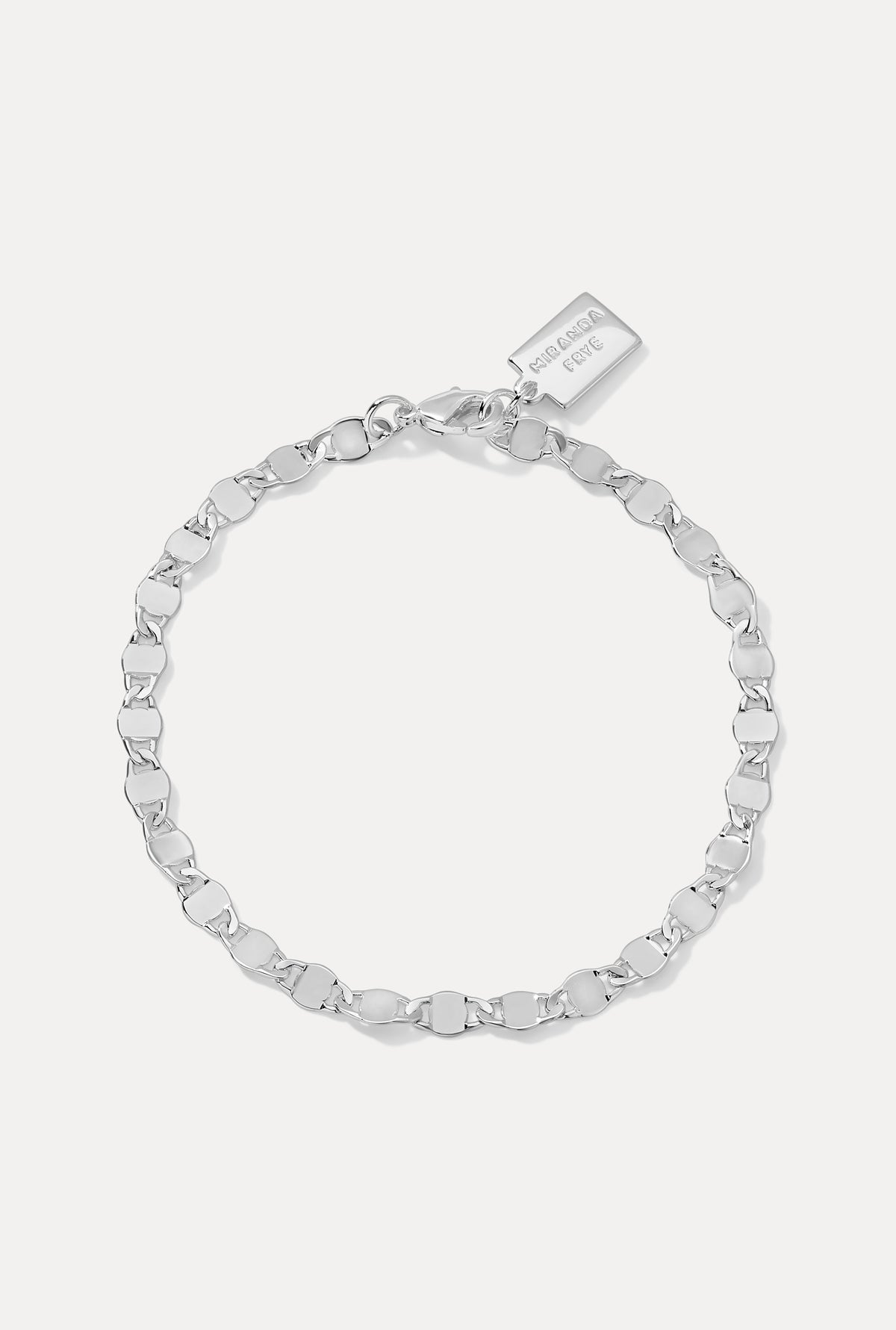 Silver ava mirror chain bracelet on a white background.