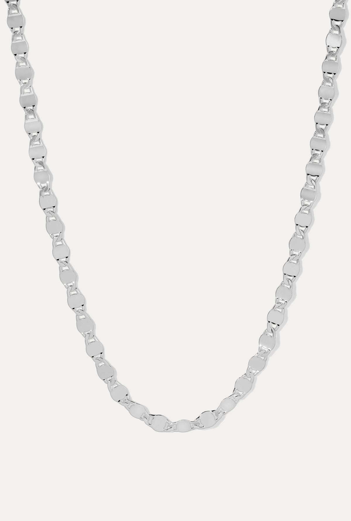 Silver ava mirror chain necklace on white background