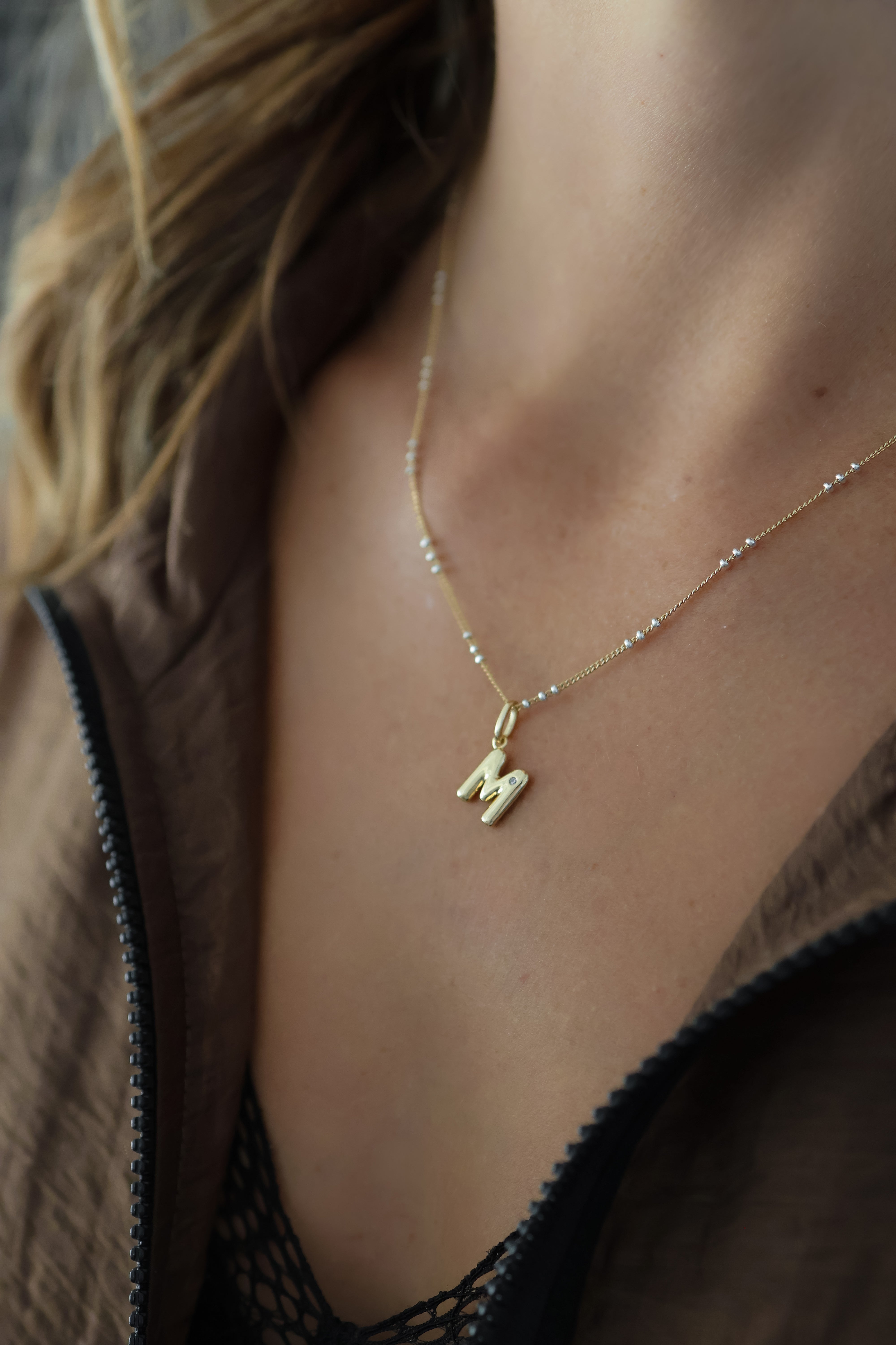 Puffy Initial Necklace Charm
