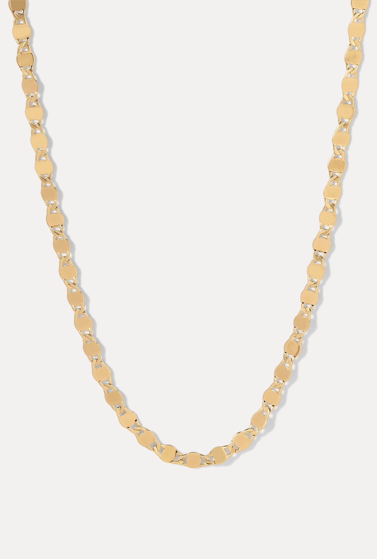 Gold Ava mirror chain necklace on white background