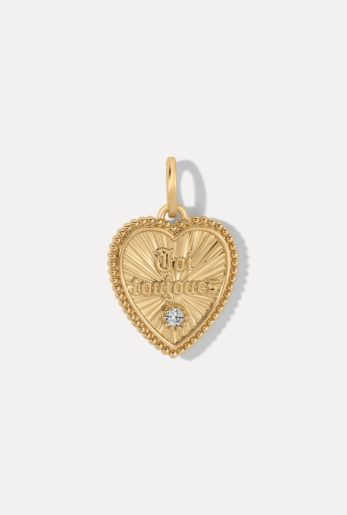 Gold Forever heart charm on white background 